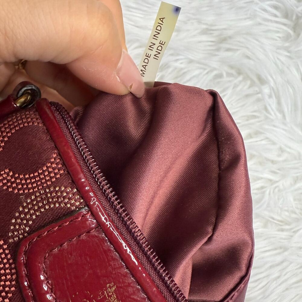 COACH Burgundy / red Signature Canvas Wristlet - Picture 6 of 6